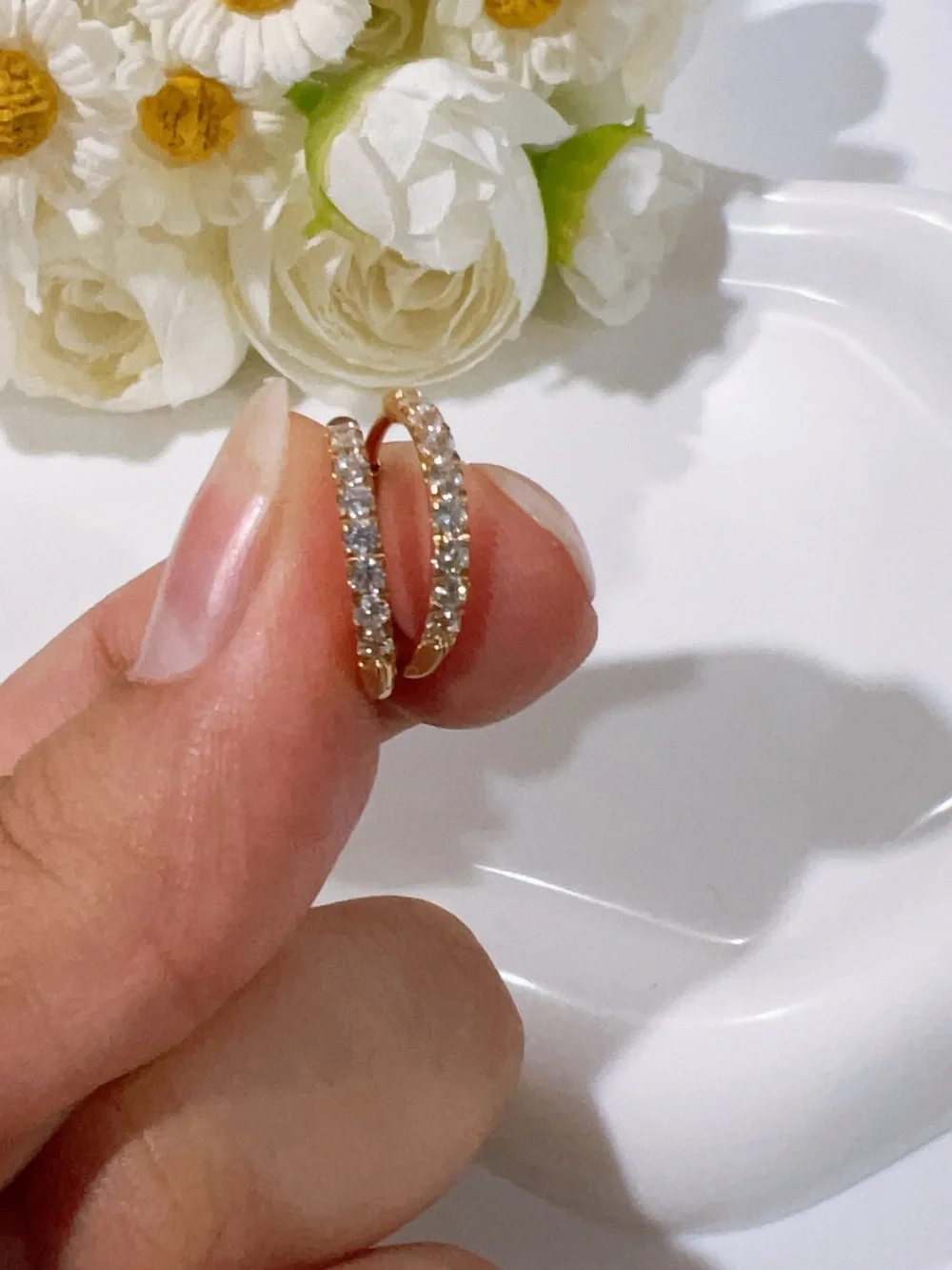 Gold Plated Cubic Zirconia Huggie Hoop Earrings - Women's Jewelry